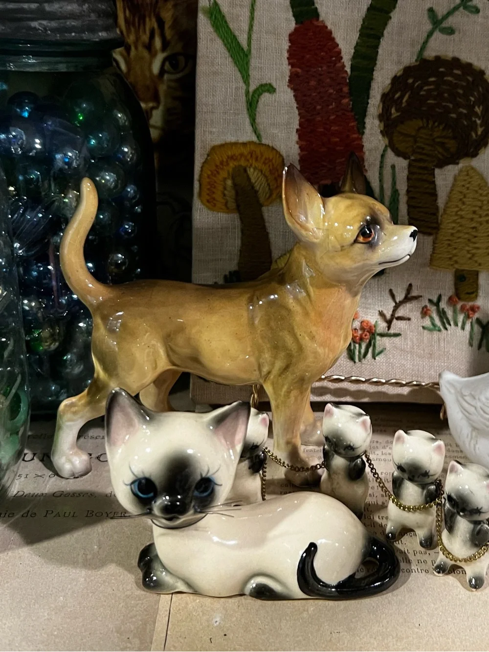 Vintage UCAGCO Japan Chihuahua Dog Figurine Porcelain Ceramic Mid Century